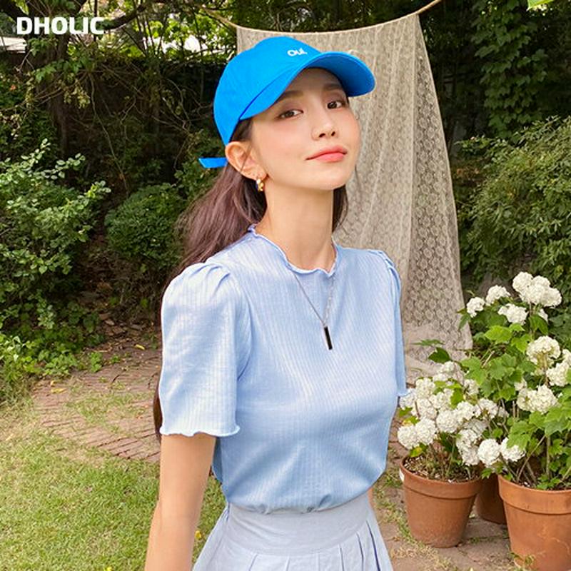 ウェーブパフTシャツ・全3色・t55986 レディース【tops】【韓国 ファッション トップス Tシャツ 半袖 ウェーブ パフ