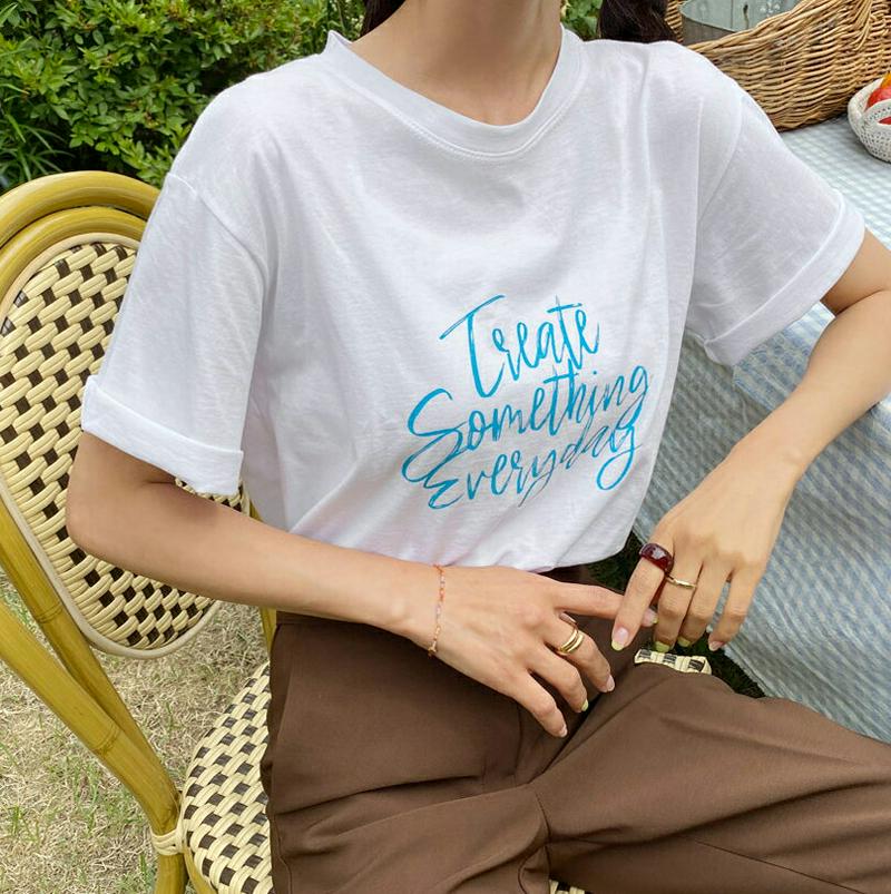 半袖レタリングTシャツ・全3色・t55988 レディース【tops】【韓国 ファッション トップス Tシャツ 半袖 ロゴ ロゴT