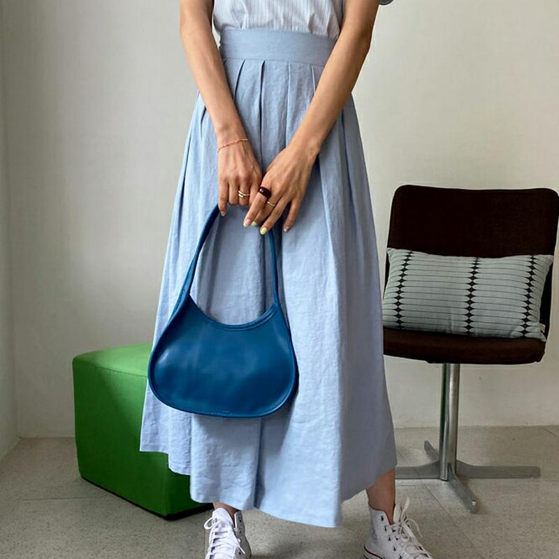 リネン混タックフレアスカート・全2色・t56016 レディース【sk】【韓国 ファッション スカート ロング ロングスカート フ