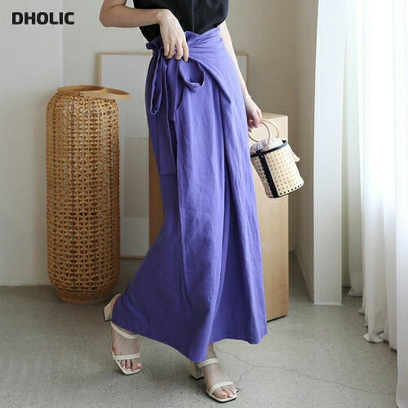 リネン混ラップスカート・全3色・t62903 レディース【sk】【韓国 ファッション スカート ロング ロングスカート ラップデ