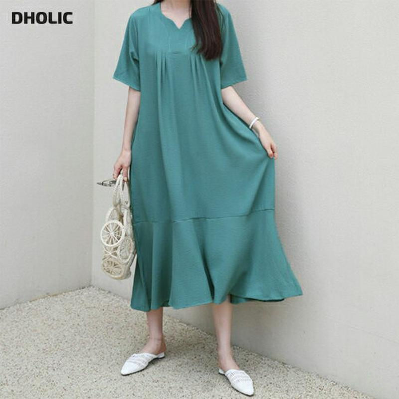 タックネックロングワンピース・全4色・b62892 レディース【ops】【韓国 ファッション ワンピース ロング ロングワンピー