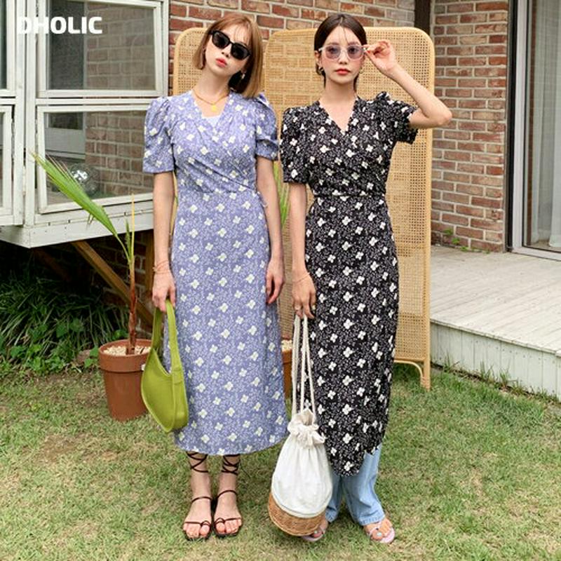 フローラルラップワンピース・全2色・b55998 レディース【ops】【韓国 ファッション ワンピース ロング ロングワンピース