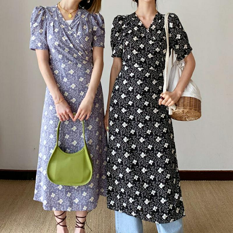 フローラルラップワンピース・全2色・b55998 レディース【ops】【韓国 ファッション ワンピース ロング ロングワンピース