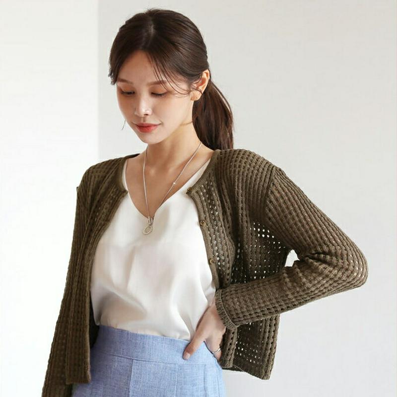 パンチングボタンカーディガン・全3色・t62895 レディース【cd】【韓国 ファッション カーディガン カーデ 羽織物 パンチ