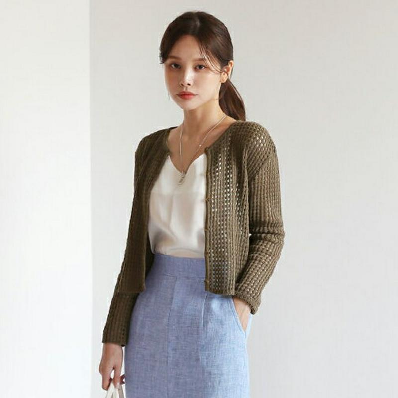 パンチングボタンカーディガン・全3色・t62895 レディース【cd】【韓国 ファッション カーディガン カーデ 羽織物 パンチ