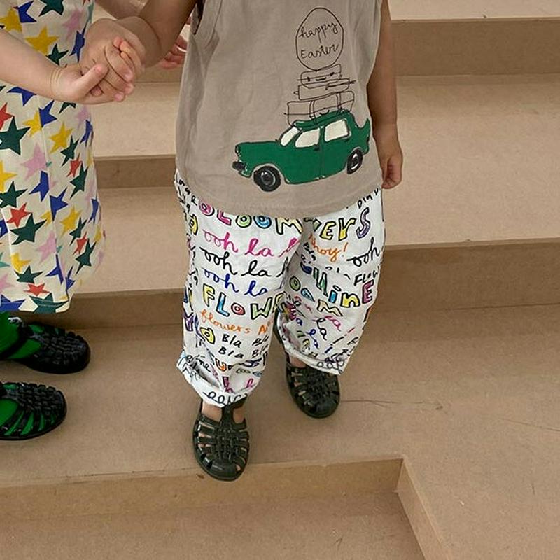 カラフルレタリングパンツ・u03896 キッズ【3~8才】【pt】【パンツ ズボン ボトムス ロングパンツ カラフル ロゴ ポッ