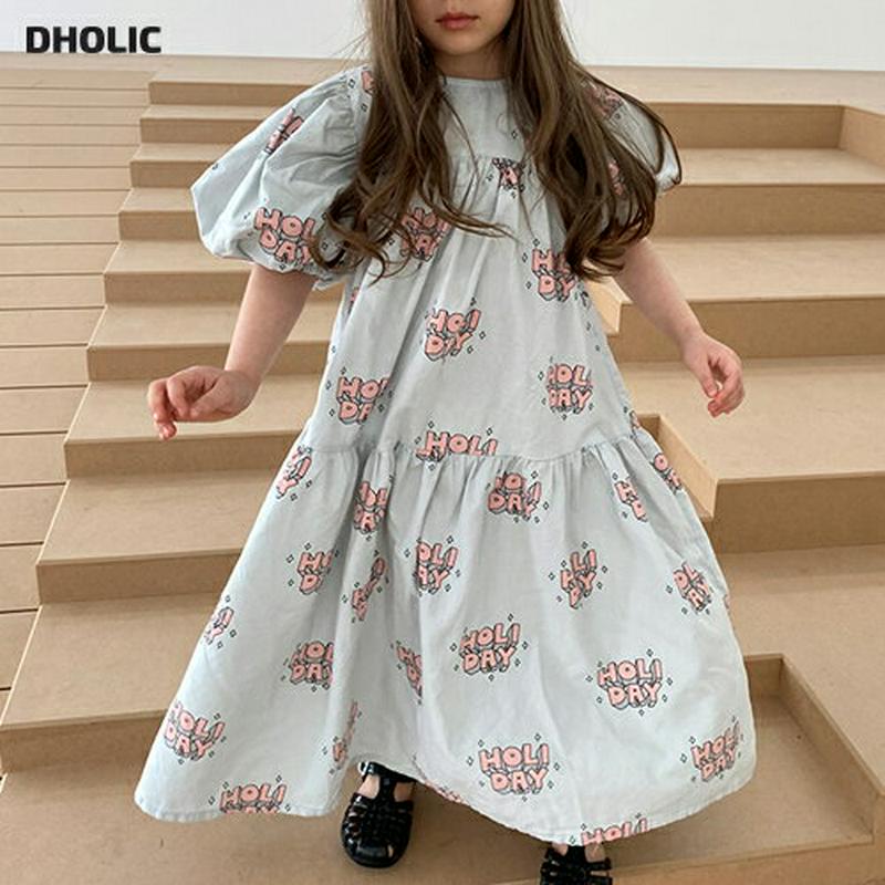 holydayパフロングワンピース・u03910 キッズ【3~8才】【ops】【ワンピース ロング ロングワンピース 半袖 ハー