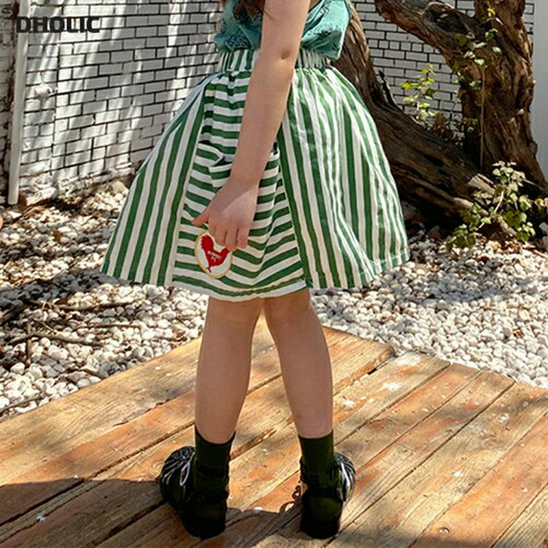 ストライプポケットスカート・u03900 キッズ【3~8才】【sk】【スカート ミディ丈 ミディスカート ストライプ 柄 カジュ