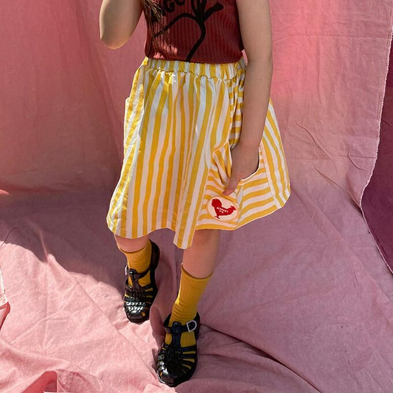 ストライプポケットスカート・u03900 キッズ【3~8才】【sk】【スカート ミディ丈 ミディスカート ストライプ 柄 カジュ