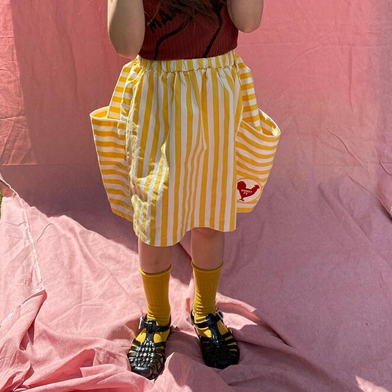 ストライプポケットスカート・u03900 キッズ【3~8才】【sk】【スカート ミディ丈 ミディスカート ストライプ 柄 カジュ