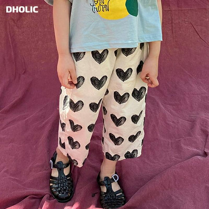 ハート柄パンツ・u03908 キッズ【3~8才】【pt】【パンツ ズボン ボトムス ハート柄 カジュアル ラフ ロングパンツ 女