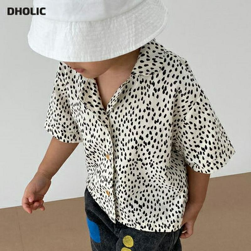 半袖パターンシャツ・u03898 キッズ【3~8才】【bl】【トップス シャツ 半袖 ハーフスリーブ 柄 柄シャツ カジュアル 