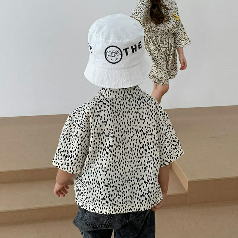 半袖パターンシャツ・u03898 キッズ【3~8才】【bl】【トップス シャツ 半袖 ハーフスリーブ 柄 柄シャツ カジュアル 