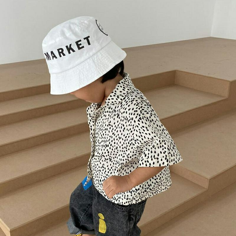 半袖パターンシャツ・u03898 キッズ【3~8才】【bl】【トップス シャツ 半袖 ハーフスリーブ 柄 柄シャツ カジュアル 
