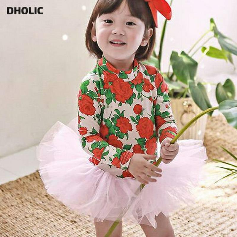 ローズ柄チュールスカート水着 p003790・キッズ 【3~8才】【bw】【韓国 ファッション 水着 ラッシュガード スイムウェア 水遊び プール 海 日焼け防止 日除け スカート水着 チュール 速乾 トップス 長袖 子供 子供服 小学生 ジュニア 夏】【KIDS】