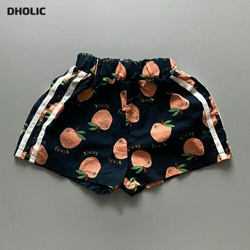 サイドラインピーチ柄ショートパンツ・u03913 キッズ【3~8才】【pt】【ショートパンツ ショーパン パンツ ズボン ボトム