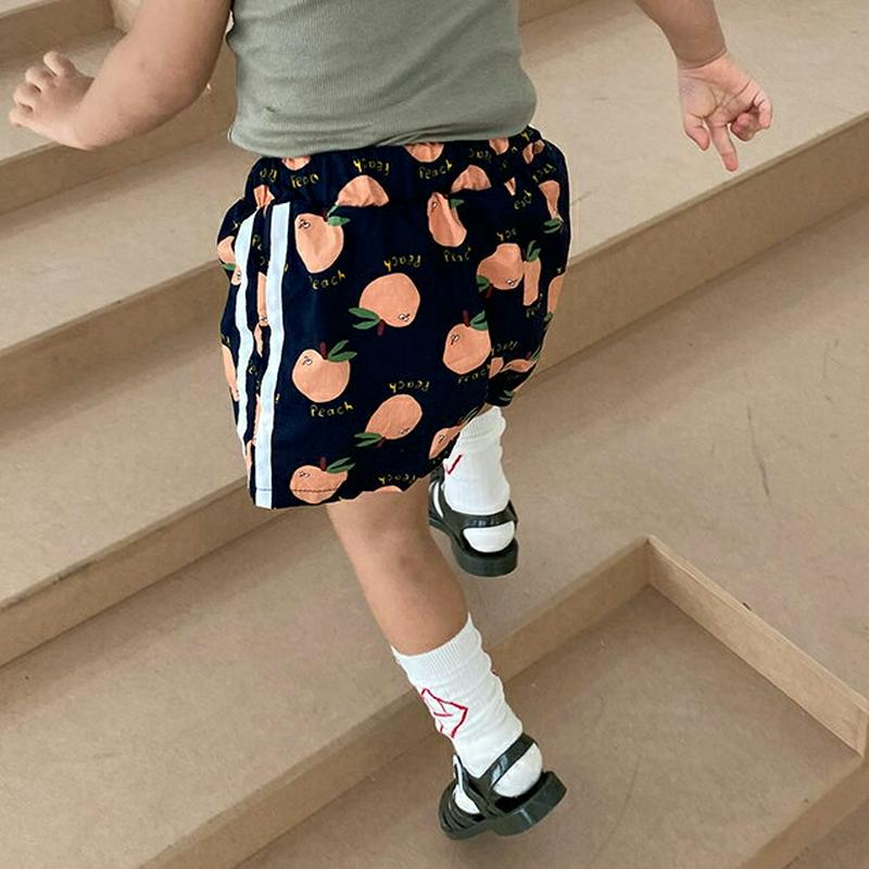 サイドラインピーチ柄ショートパンツ・u03913 キッズ【3~8才】【pt】【ショートパンツ ショーパン パンツ ズボン ボトム