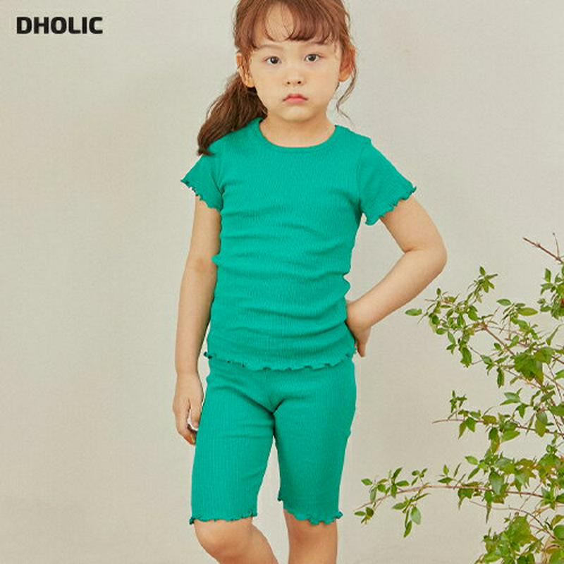 ウェーブヘムTシャツ&パンツSET u03798・キッズ 【3~8才】【SET】【韓国 ファッション セットアップ 上下セット 