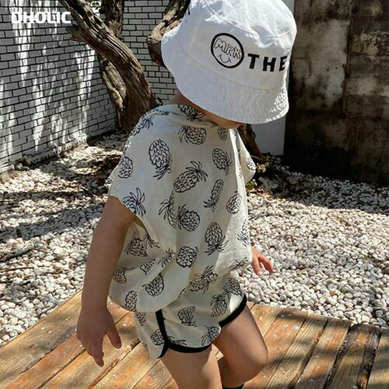 パイナップルフードTシャツ&パンツSET・u03921 キッズ【3~8才】【set】【セットアップ setup トップス Tシャ