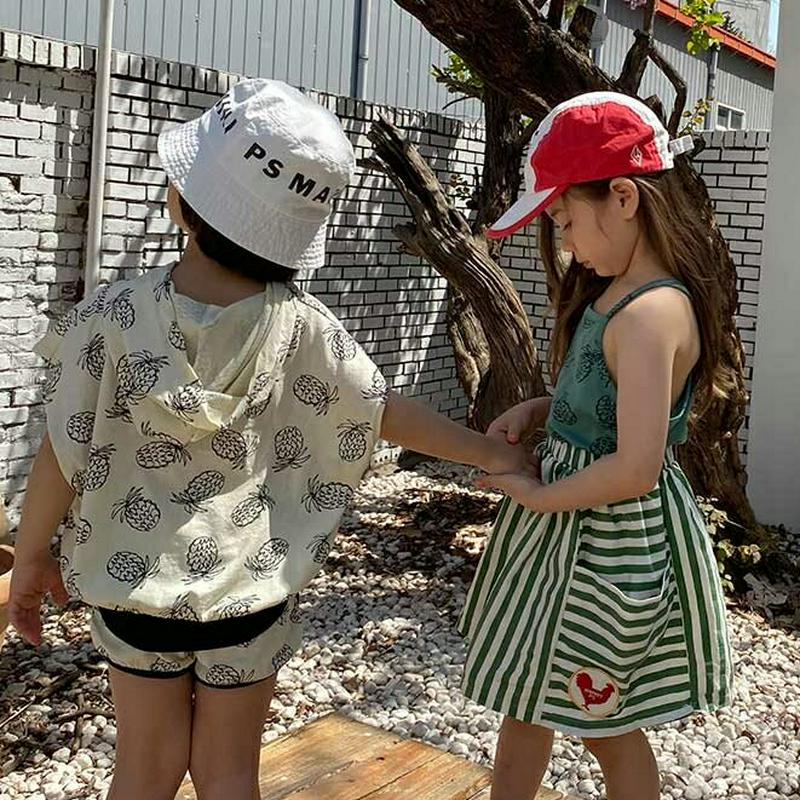パイナップルフードTシャツ&パンツSET・u03921 キッズ【3~8才】【set】【セットアップ setup トップス Tシャ
