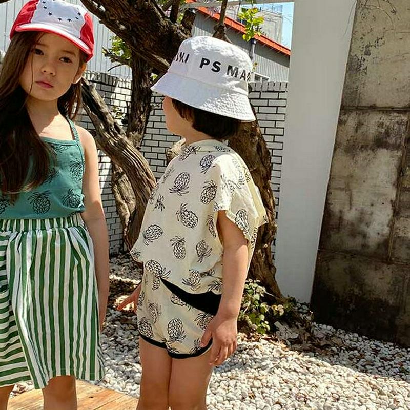パイナップルフードTシャツ&パンツSET・u03921 キッズ【3~8才】【set】【セットアップ setup トップス Tシャ