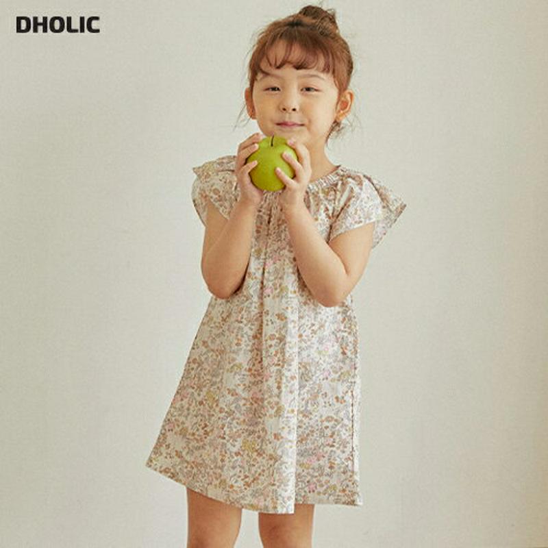 ゴムバンドネック花柄ワンピース u03797・キッズ 【3~8才】【ops】【韓国 ファッション ワンピース ショート ミニ 半