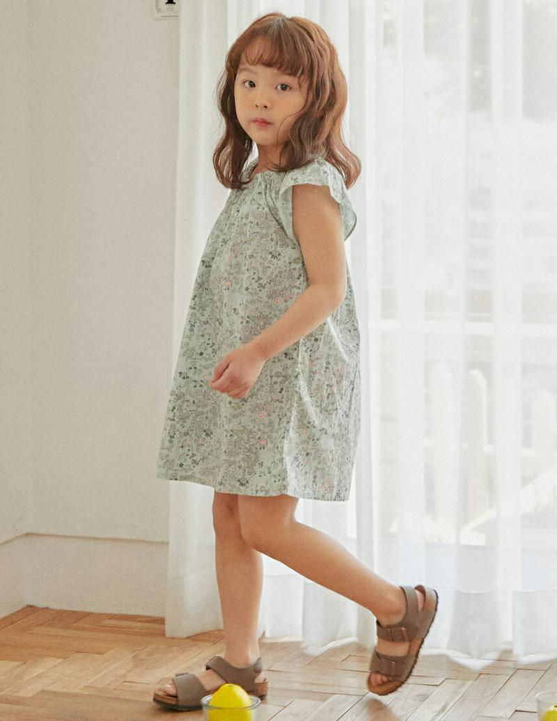 ゴムバンドネック花柄ワンピース u03797・キッズ 【3~8才】【ops】【韓国 ファッション ワンピース ショート ミニ 半