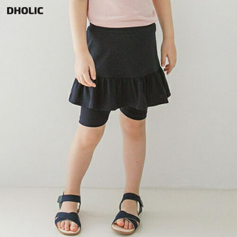 フレアヘムスカートレギンス(ネイビー) p003658・キッズ 【3~8才】【pt】【韓国 ファッション ボトムス レギンス ス