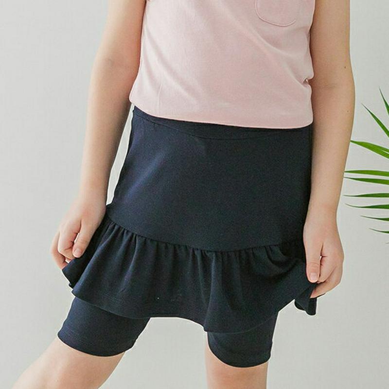 フレアヘムスカートレギンス(ネイビー) p003658・キッズ 【3~8才】【pt】【韓国 ファッション ボトムス レギンス ス