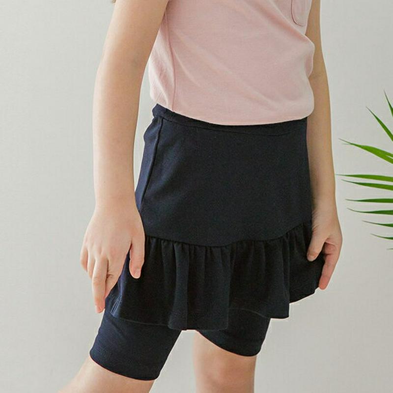 フレアヘムスカートレギンス(ネイビー) p003658・キッズ 【3~8才】【pt】【韓国 ファッション ボトムス レギンス ス