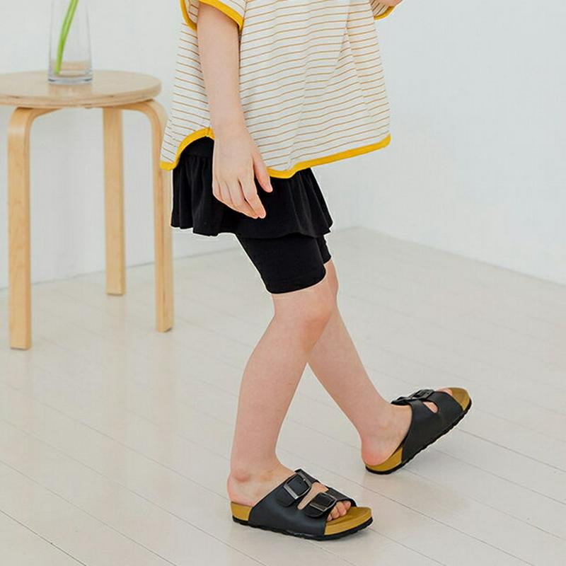 フレアヘムスカートレギンス(ブラック) p003660・キッズ 【3~8才】【pt】【韓国 ファッション ボトムス レギンス ス