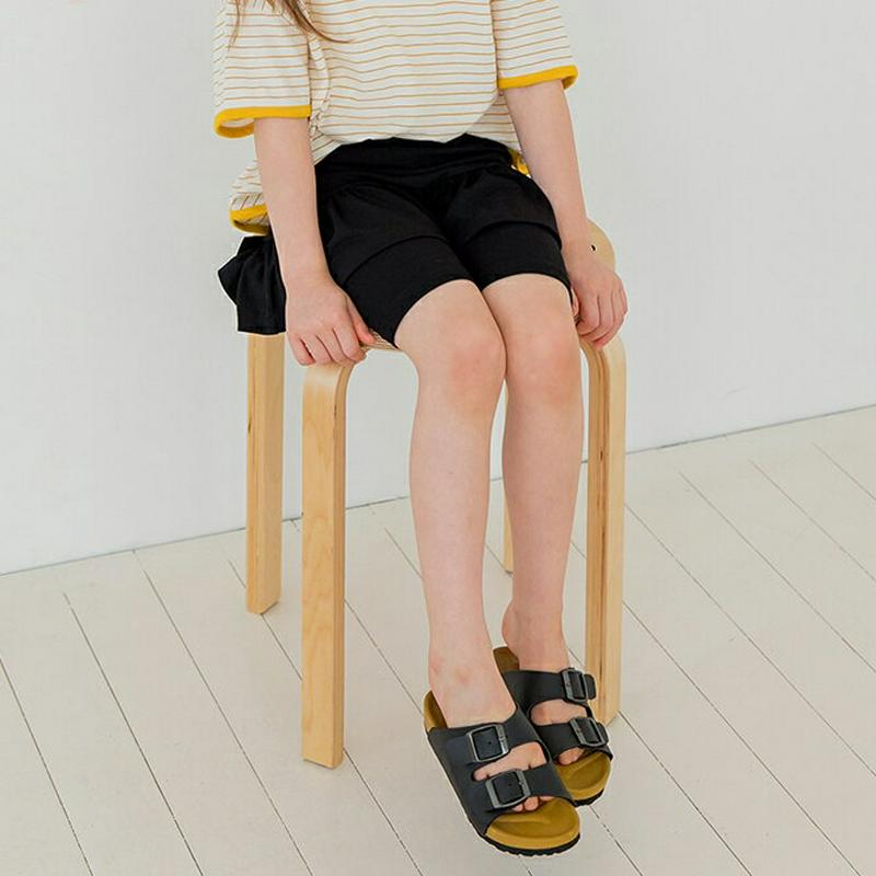 フレアヘムスカートレギンス(ブラック) p003660・キッズ 【3~8才】【pt】【韓国 ファッション ボトムス レギンス ス