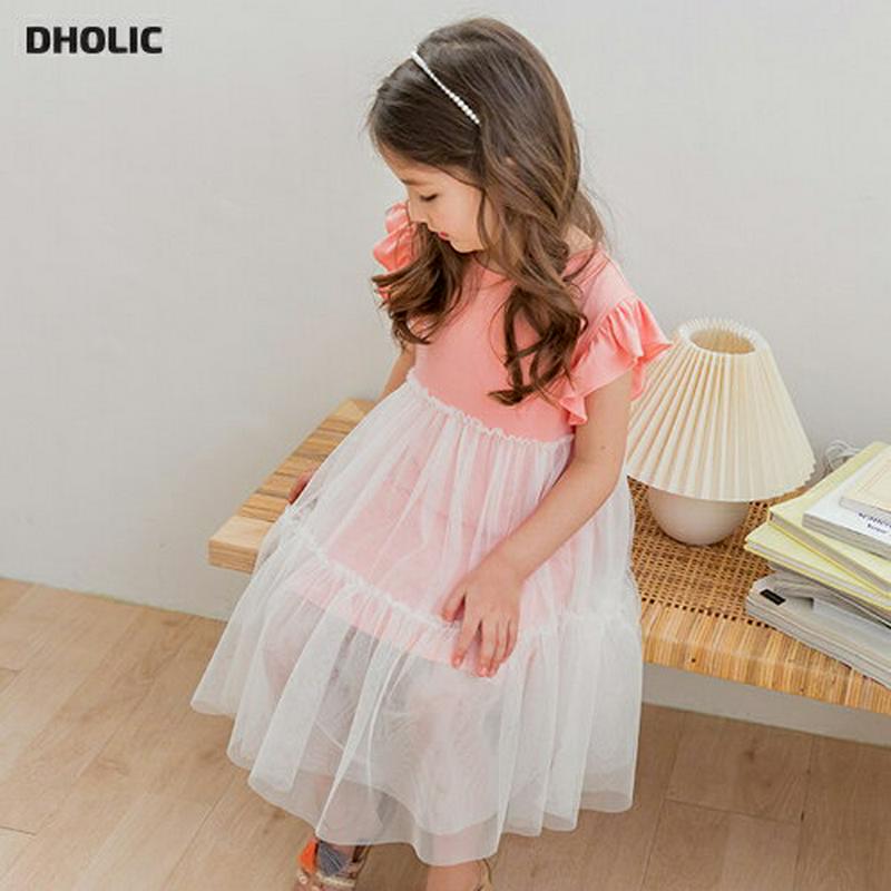 フリルスリーブチュチュワンピース(ピンク) p003461・キッズ 【3~8才】【ops】【韓国 ファッション ワンピース ロン