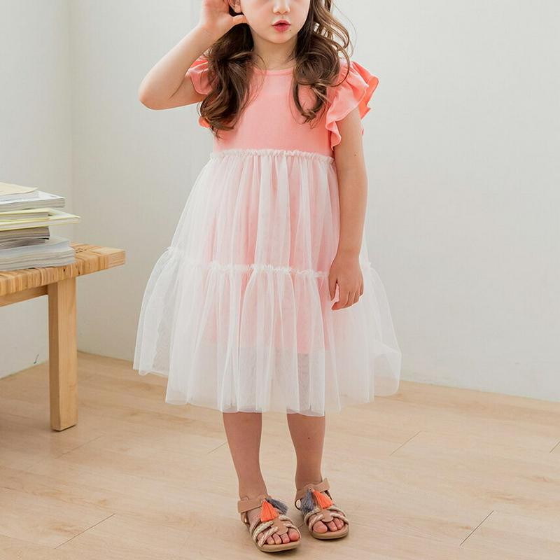 フリルスリーブチュチュワンピース(ピンク) p003461・キッズ 【3~8才】【ops】【韓国 ファッション ワンピース ロン