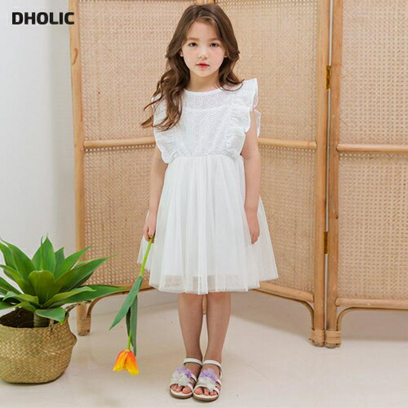 パンチングレースチュールワンピース(ホワイト) p003459・キッズ 【3~8才】【ops】【韓国 ファッション ワンピース 