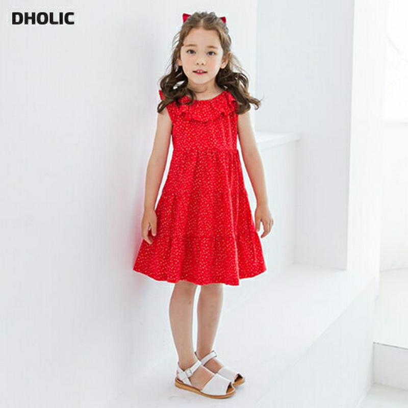 ドットティアードワンピース(レッド) p003576・キッズ 【3~8才】【ops】【韓国 ファッション ワンピース ロング 膝