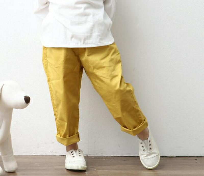コットンカラーパンツ p002666・キッズ 【3~8才】【pt】【韓国 ファッション ボトムス パンツ ロング ストレート スリム 細身 無地 コットン100 女の子 男の子 子供 子供服 小学生 ジュニア 夏】【KIDS】