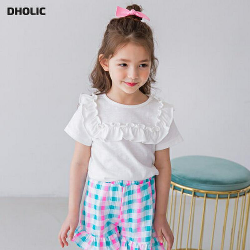 フリルボックスラインTシャツ(ホワイト) p003681・キッズ 【3~8才】【tops】【韓国 ファッション トップス Tシャ