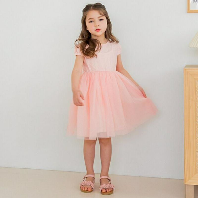 バックリボンチュールワンピース(ピンク) p003480・キッズ 【3~8才】【ops】【韓国 ファッション ワンピース ロング