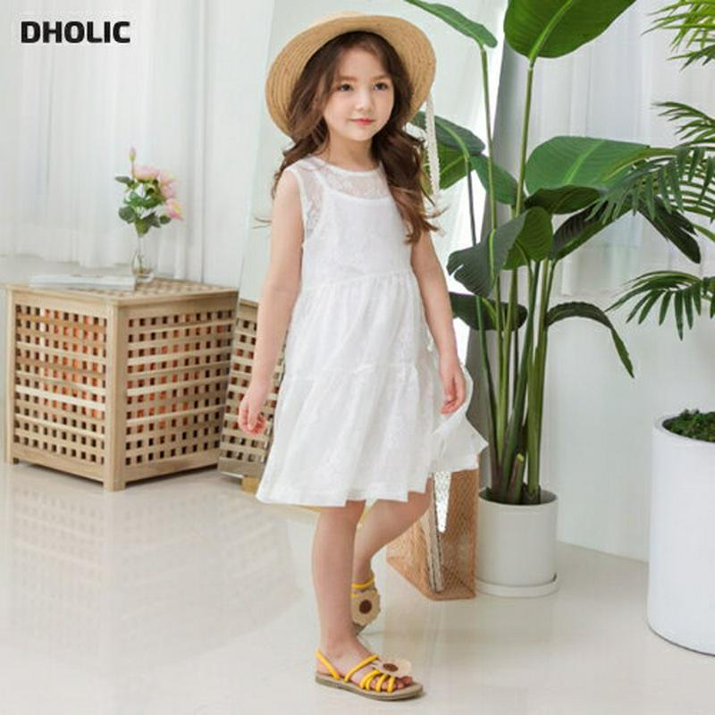 キャミ&レースティアードワンピース p003556・キッズ 【3~8才】【ops】【韓国 ファッション ワンピース ロング 膝丈