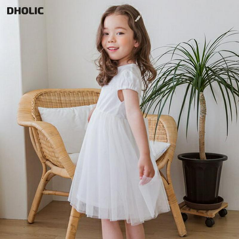 バックリボンチュールワンピース(ホワイト) p003479・キッズ 【3~8才】【ops】【韓国 ファッション ワンピース ロン