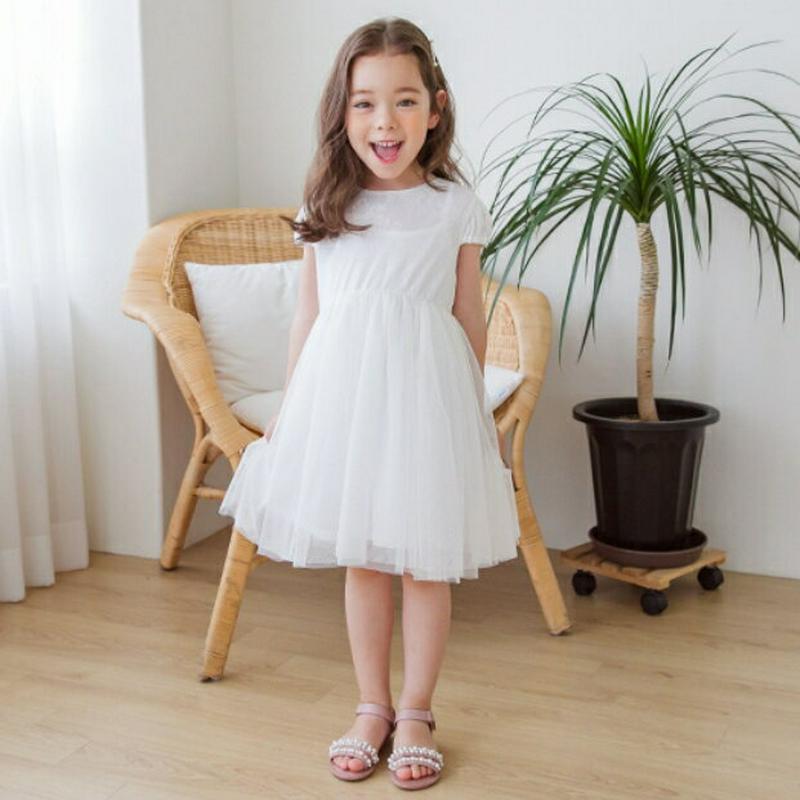 バックリボンチュールワンピース(ホワイト) p003479・キッズ 【3~8才】【ops】【韓国 ファッション ワンピース ロン