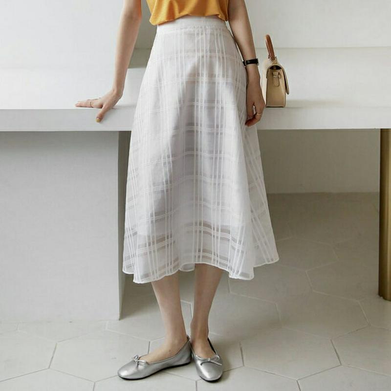 【新作10%OFF】シアーチェックスカート・全3色・b62948 レディース【sk】【韓国 ファッション スカート ロング ロン