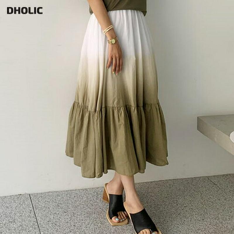 【新作10%OFF】グラデーションロングスカート・全4色・b56426 レディース【sk】【韓国 ファッション ボトムス　グラデ