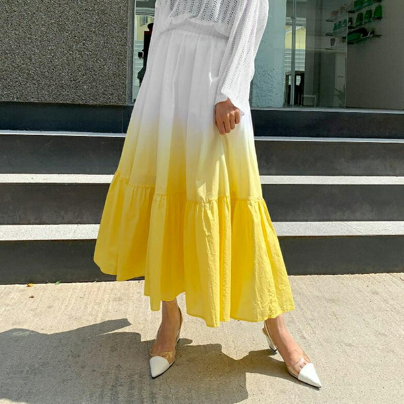 【新作10%OFF】グラデーションロングスカート・全4色・b56426 レディース【sk】【韓国 ファッション ボトムス　グラデ