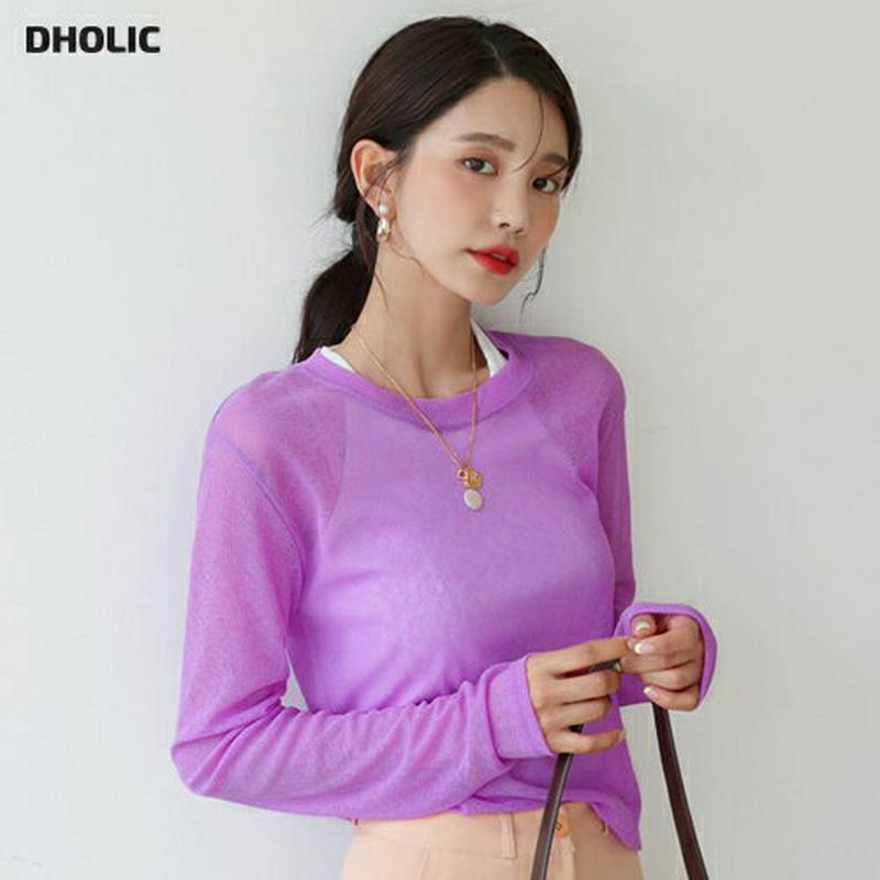 【新作10%OFF】シアーリブTシャツ・全4色・t56412 レディース【tops】【韓国 ファッション トップス　ラウンドネッ