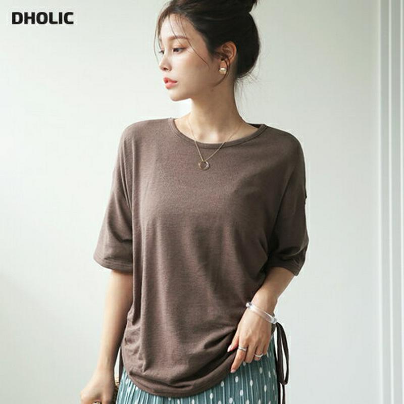 【新作10%OFF】サイドドロストTシャツ・全4色・b62923 レディース【tops】【韓国 ファッション トップス Tシャツ
