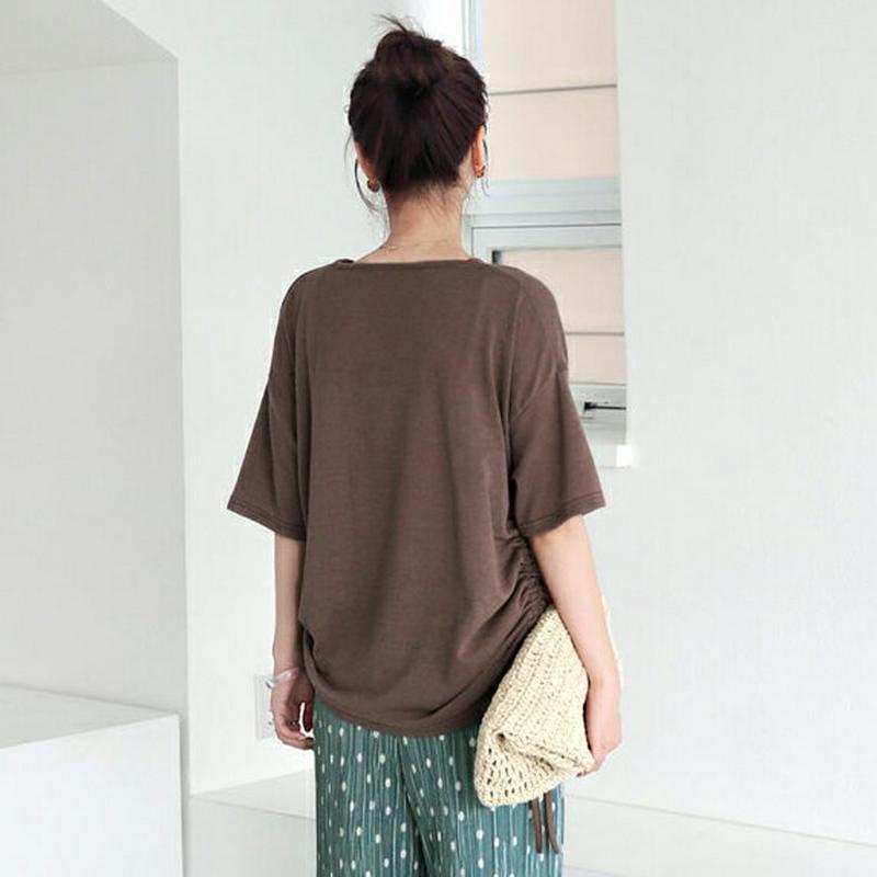 【新作10%OFF】サイドドロストTシャツ・全4色・b62923 レディース【tops】【韓国 ファッション トップス Tシャツ