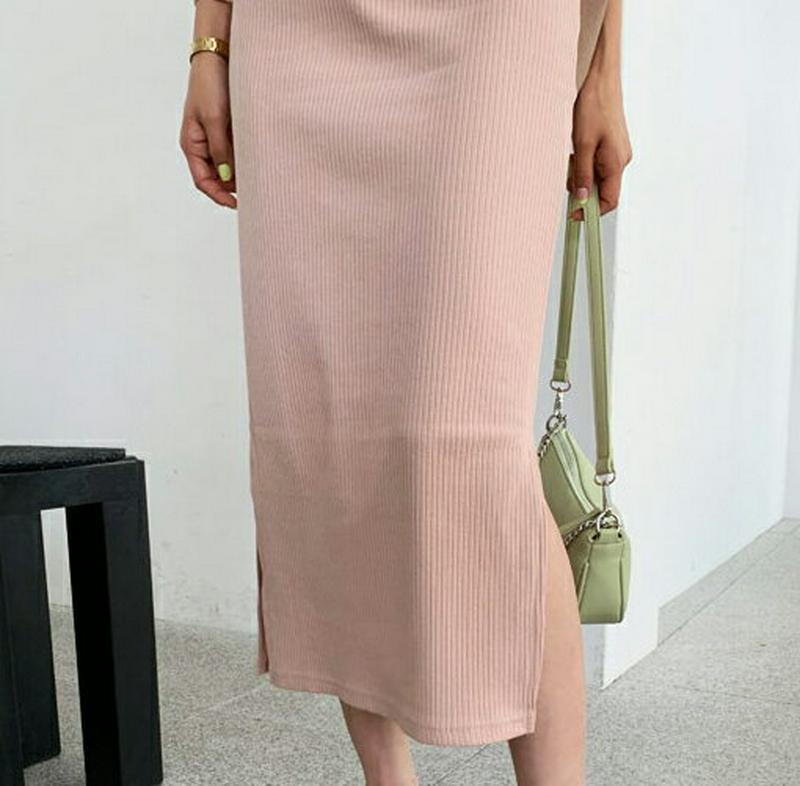 【新作10%OFF】リブスリットスカート・全4色・t56423 レディース【sk】【韓国 ファッション スカート ロング ロング