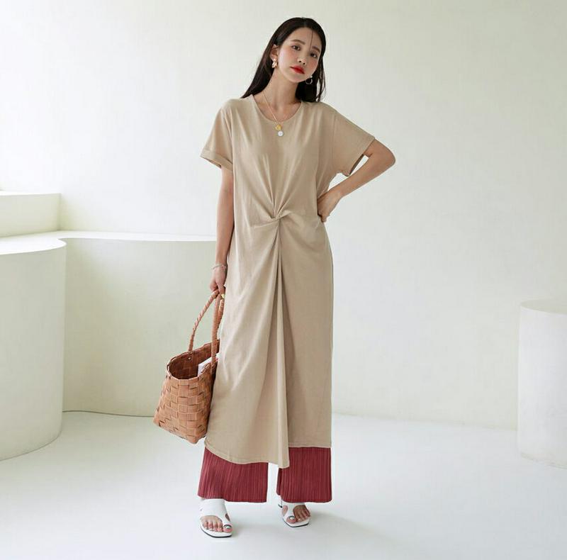 【新作10%OFF】ツイストロールアップワンピース・全3色・b56416 レディース【ops】【韓国 ファッション ワンピース 